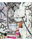 New Generation by SUZI ROHER is a collage of black-and-white vintage magazine women, overlaid with graffiti-style paint, abstract forms, and bold text like VOGUE and SÓ!—all in a layered urban street art aesthetic.