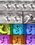 The Wild West" by SUZI ROHER features a film strip collage with repeated black-and-white images of a horse rider above and a couple embracing below, the latter tinted in yellow, green, blue, and purple.