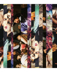 Venetian Blinds by SUZI ROHER features vertical strips from classic paintings—fragmented faces, hands, and vivid backgrounds blend into a rich, textured abstract reminiscent of Renaissance art—ideal for Giclee prints on fine paper.