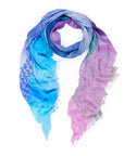 Gradient scarf transitioning from blue to pink, From a sunset to a blue sky and beach that looks like Paradice on Earth