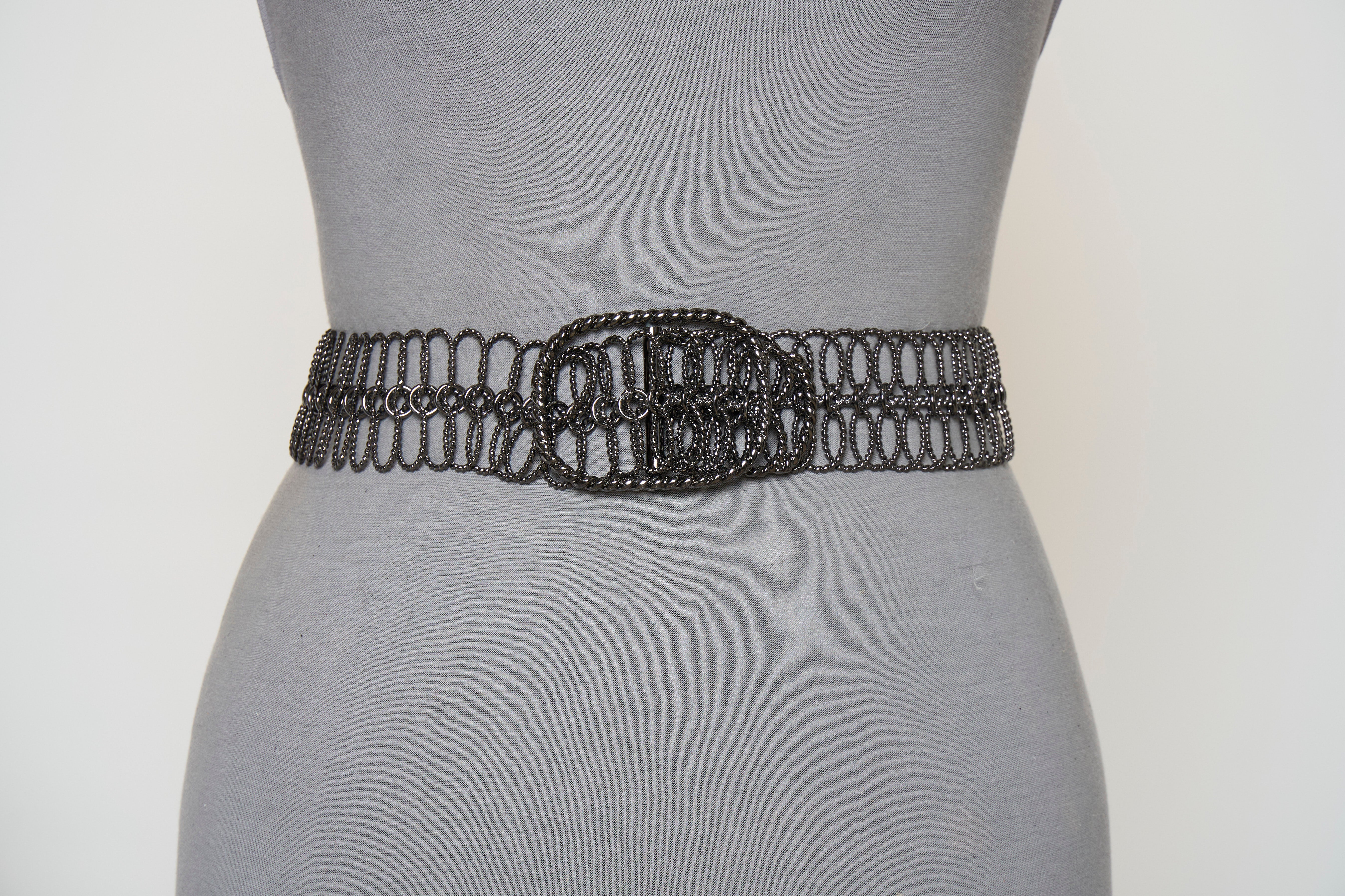 Suzi Roher 1949 Art Deco Silver Metal Stretch Elastic Statement Belt Suzi Roher Women main image 2