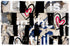 Lily, In The Details by SUZI ROHER is a mixed-media artwork with rough brushstrokes in black, white, blue, and beige plus bold pink-black hearts. Overlaid white text (“Love is in the details”) makes it a unique gift or women’s accessory.