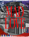 A vibrant, abstract collage by SUZI ROHER showcases the product “Made Love” with a prominent gray circle at its center, featuring bold red text that reads “MADE LOVE.” The number 24 appears in the top right corner, while stripes and various mixed patterns animate the background.