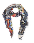 Multicolored scarf with abstract pattern on a white background