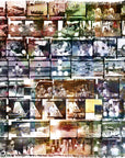 A collage of vintage, faded film photos depicts people relaxing by lakes, boating, and picnicking near a charming cottage. Some images have light spots and color distortions. Product: The Cottage by SUZI ROHER.