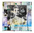 Silver Screen" by SUZI ROHER: A collage of a vintage magazine cover with Audrey Hepburn in black and white, set against a vibrant, textured background. Available as striking giclee prints.